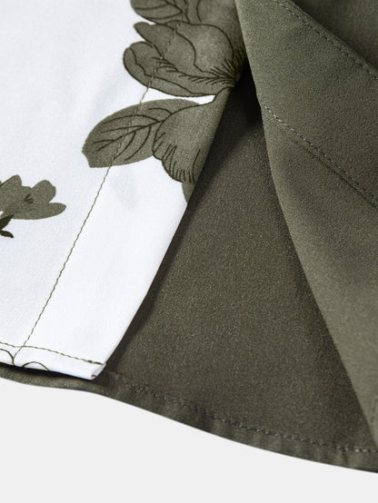 Blumenmuster-Patchwork-Hemd mit Knopfdetails