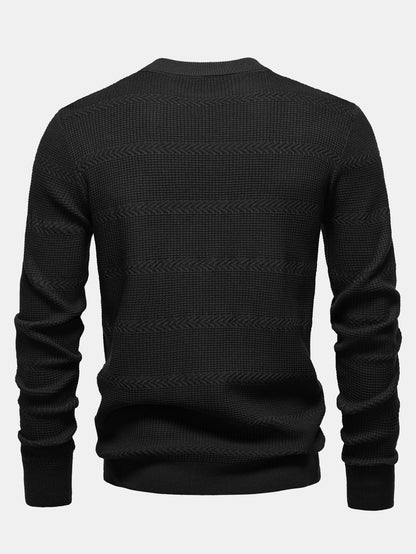 Geometrischer Jacquard Rundhals Pullover