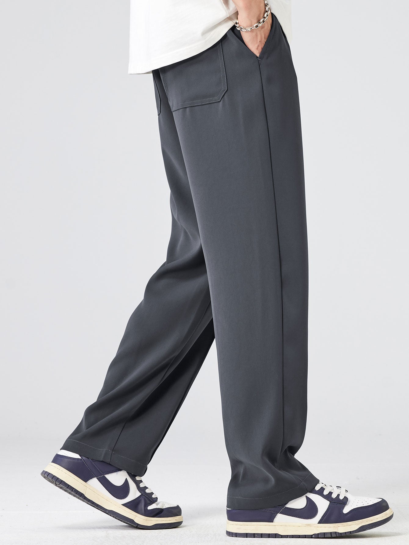 2-in-1 Raglanärmel Waffel-T-Shirt und Hose mit Bundfalten und Kordelzug, gerader Schnitt