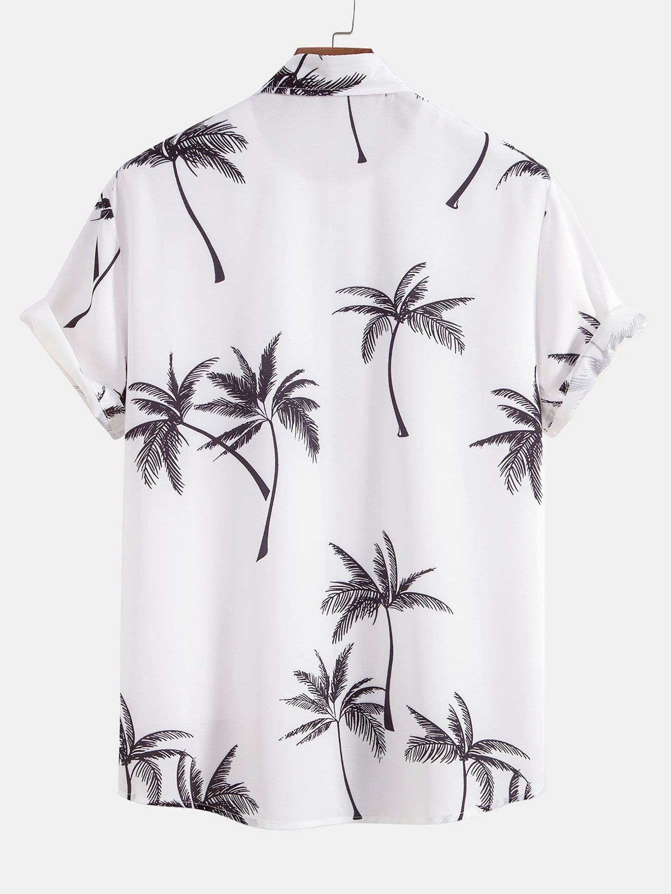 Button-Up Shirt with Palm Tree Print & Striped Swim Trunks