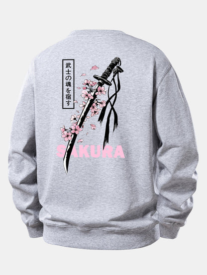 Sakura Katana Relaxed Fit Sweatshirt with Back Print