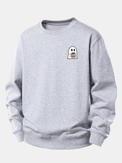 Relaxed Fit Sweatshirt with Ghost Coffee Design