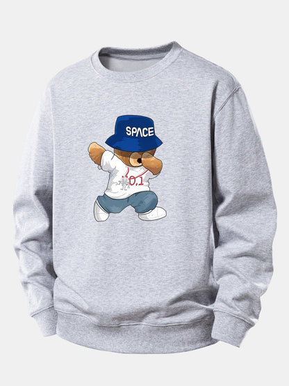 Sweatshirt mit Bärenmotiv und Hut, lockere Passform