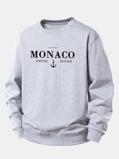 Monaco Slogan Druck Locker Geschnittenes Sweatshirt