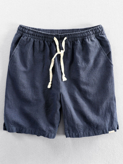 Shorts aus Leinen-Baumwoll-Mix mit verstellbarem Kordelzug