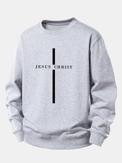 Jesus Christ Streifenmuster Locker sitzendes Sweatshirt