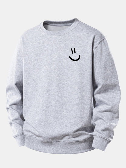 Lockeres Sweatshirt mit Smiley-Gesicht Druck