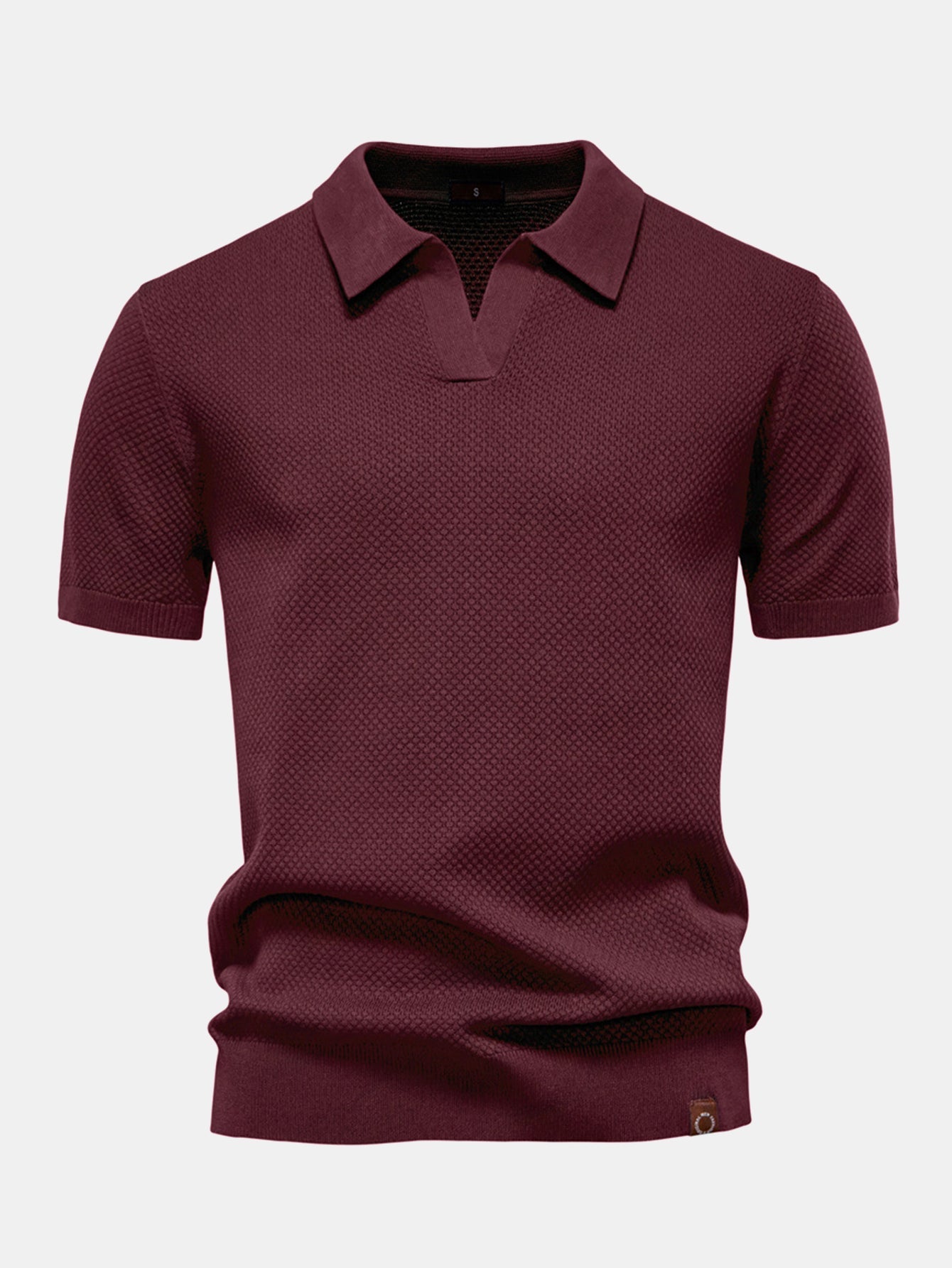 V-Neck Pineapple Pattern Knit Polo