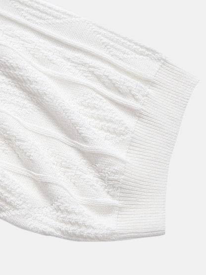 Geometrisches Jacquard-Strickpoloshirt