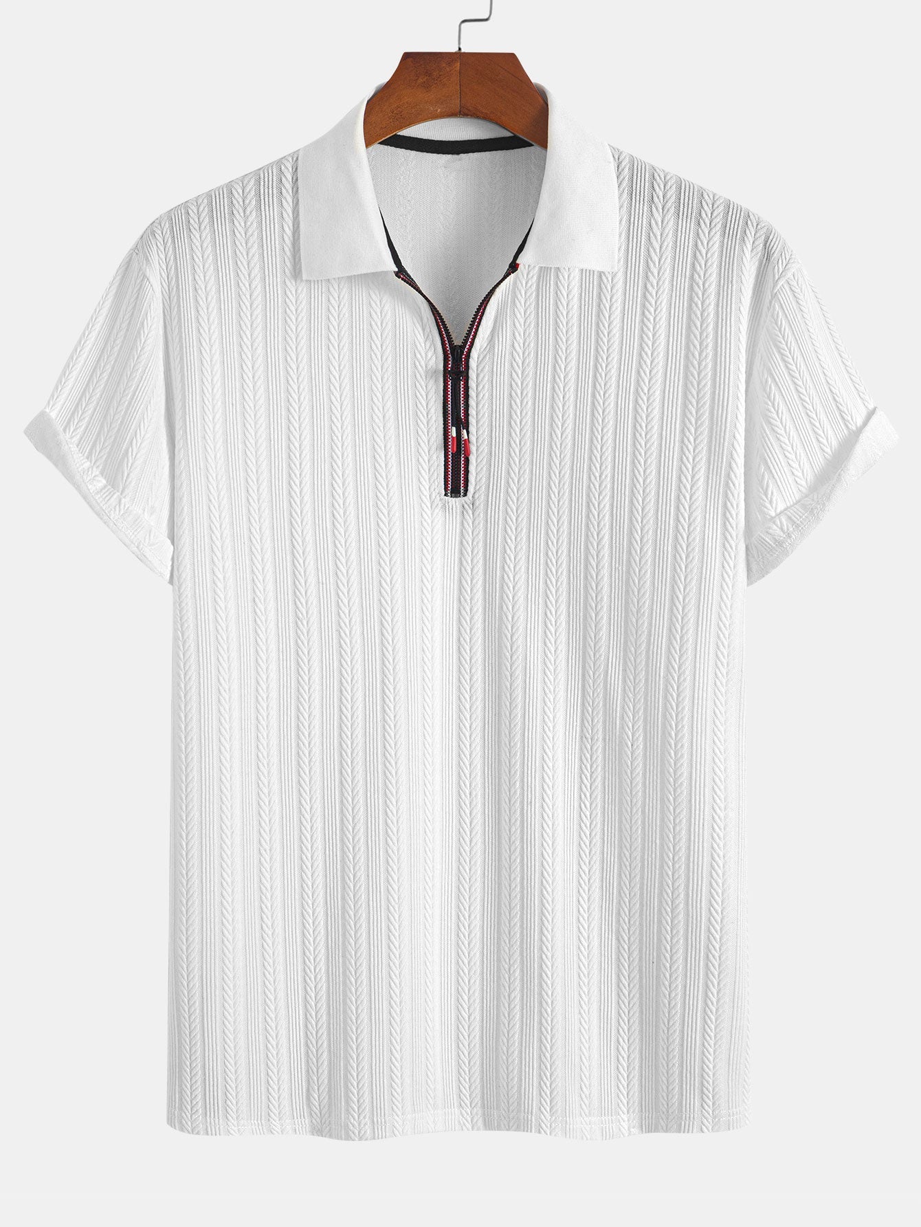 Strukturiertes Polo mit Reißverschluss