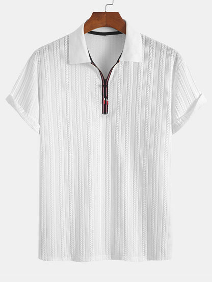 Strukturiertes Polo mit Reißverschluss