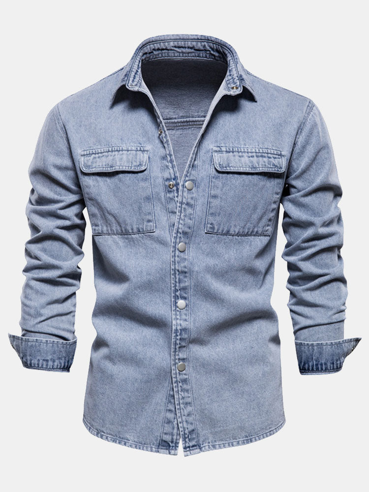 Gewaschenes Denim-Overshirt mit praktischen Taschen
