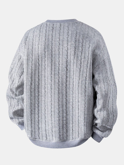Jacquard-Sweatshirt mit Rundhalsausschnitt und Twist-Muster in lässiger Passform