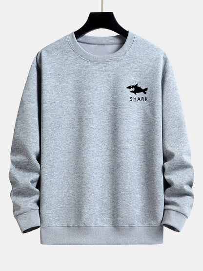 Hai-Motiv Sweatshirt mit lockerem Schnitt