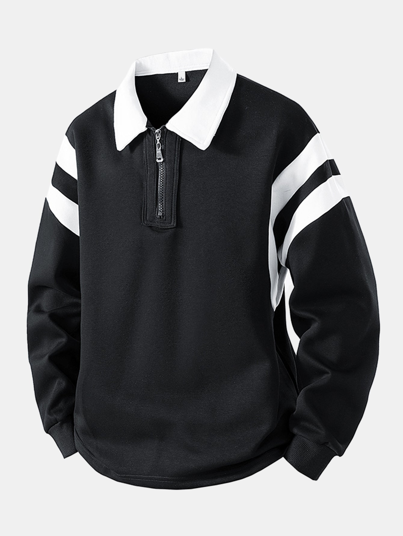 Color Block Zip-Up Polo Sweatshirt