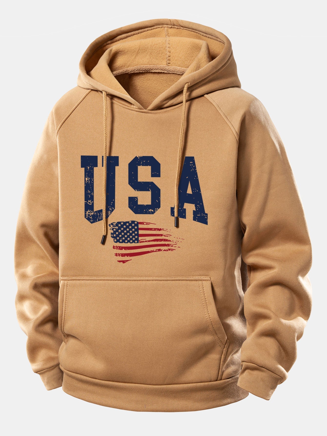 USA-Flaggen-Motiv Kapuzenpullover mit Kordelzug