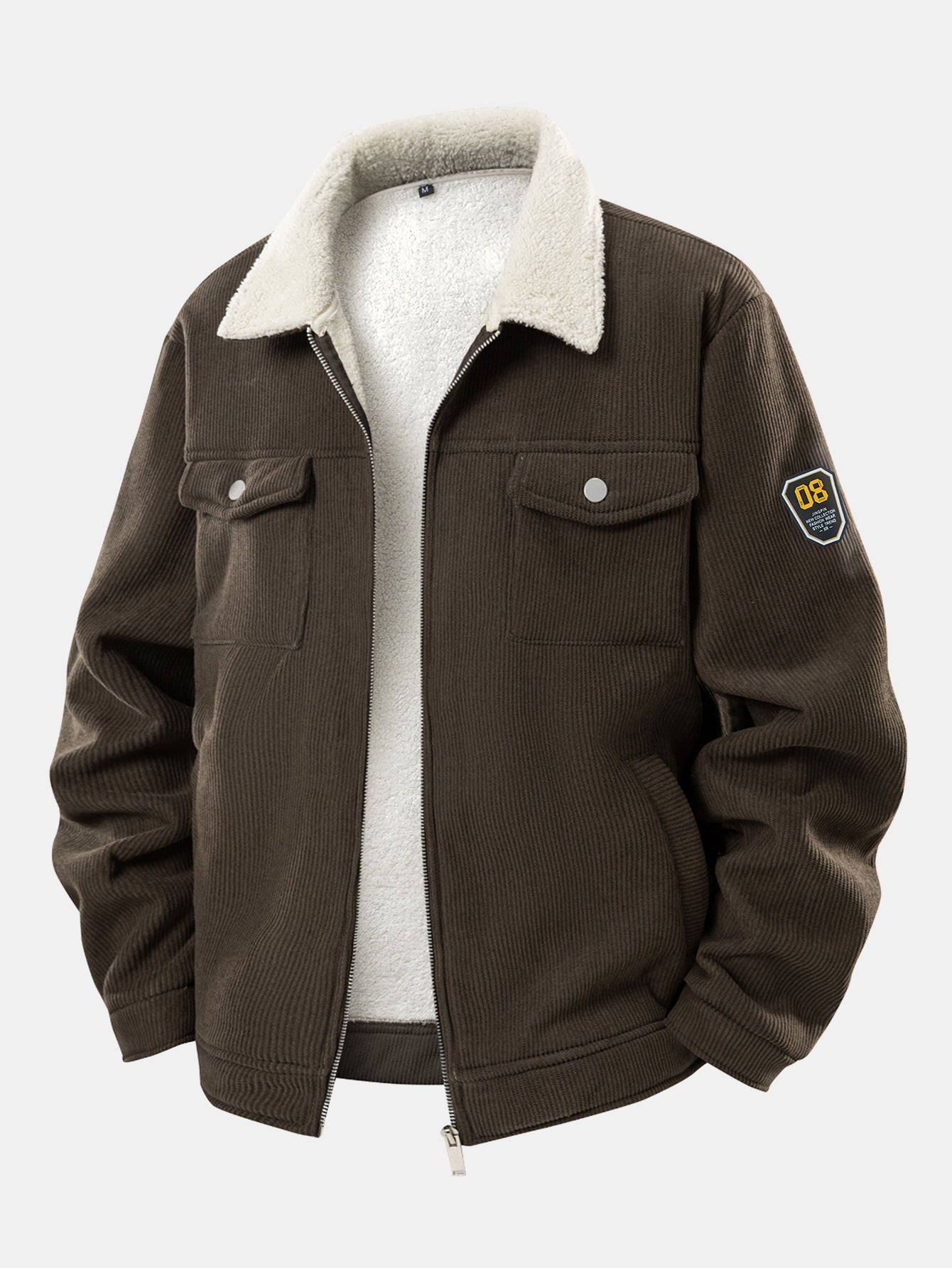 Teddygefütterte Cordjacke mit Reißverschluss