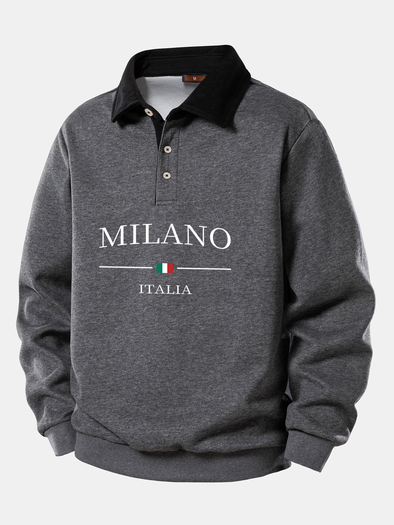 Milano Print Contrast Polo Collar Sweatshirt
