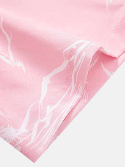 Palm Tree Island Hemd mit Knopfleiste und Kordelzug-Badeshorts