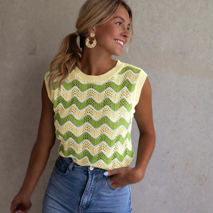 ADELBURG I ÄRMELLOSES ZOPFSTRICK-TOP