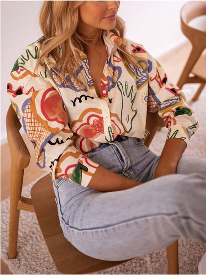 SIGRUNHILD I LANGARM-BLUSE MIT PRINT