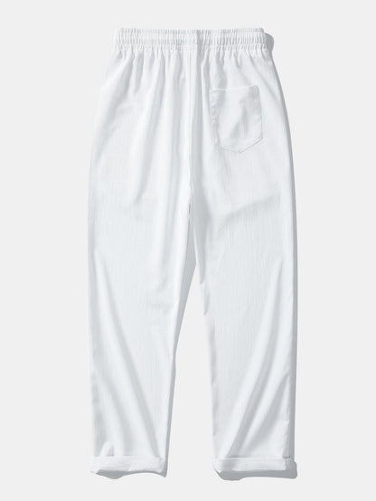 Textured Jacquard Cuban Shirt & Creased Straight Leg Trousers