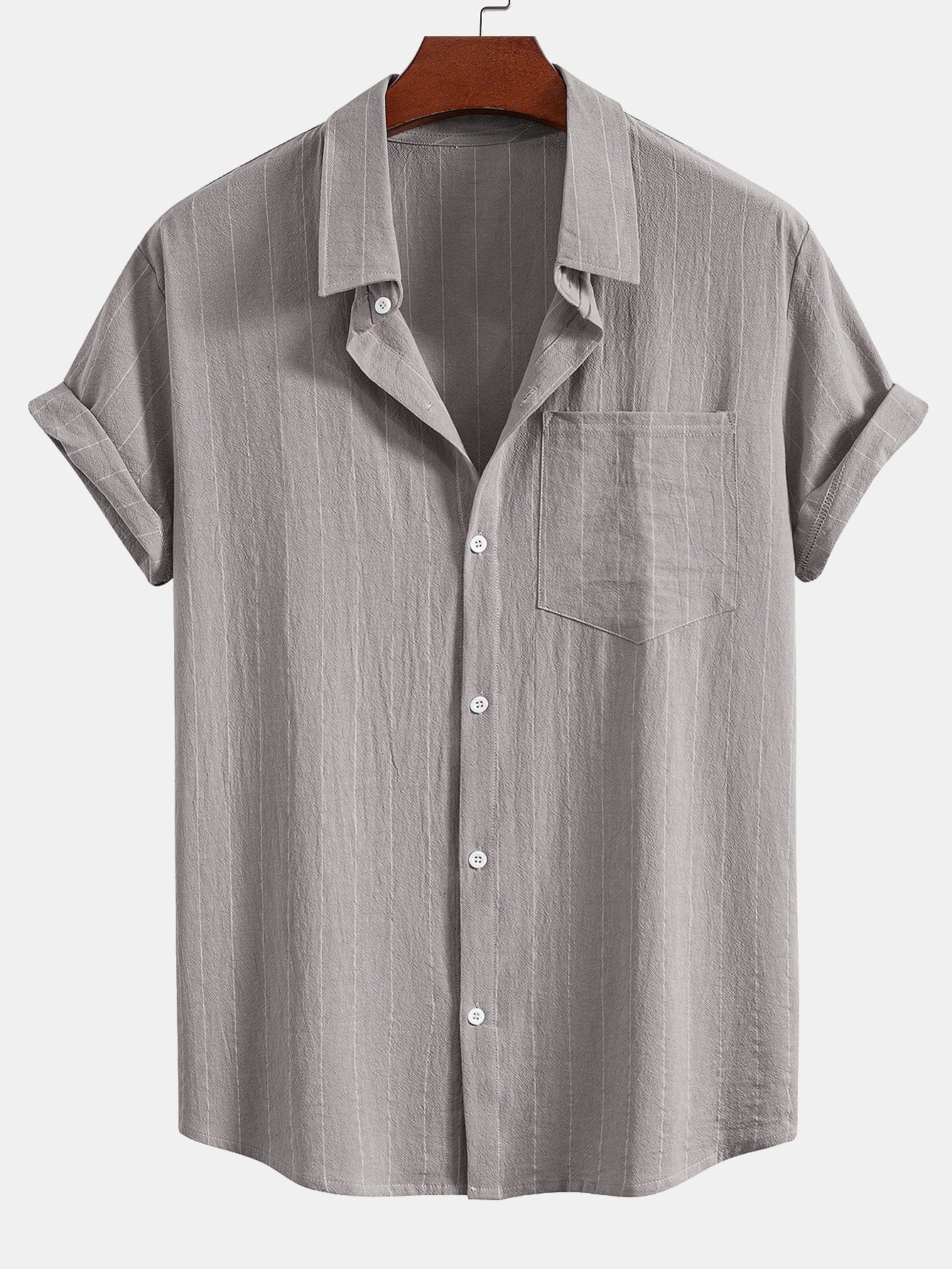 Gestreiftes Hemd in Leinenoptik mit Knöpfen und Shorts mit Kordelzug