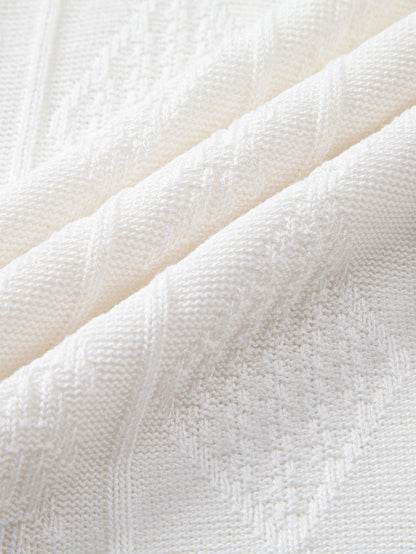 Geometrisches Jacquard-Strickpoloshirt