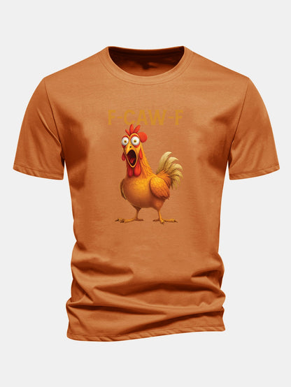 Baumwoll-T-Shirt mit regulärer Passform und Hahn-Design