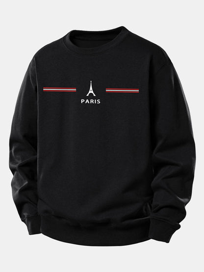 Paris Streifenmuster Locker sitzendes Sweatshirt