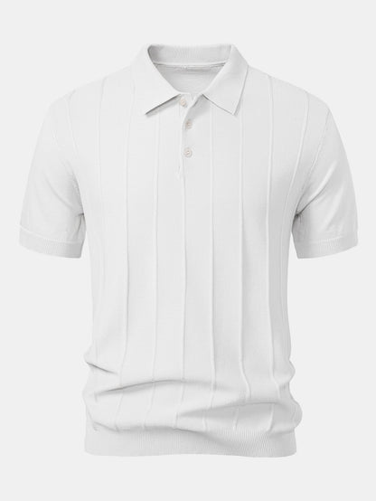 Gestreiftes Jacquard-Polo mit gerader, gerippter Hose