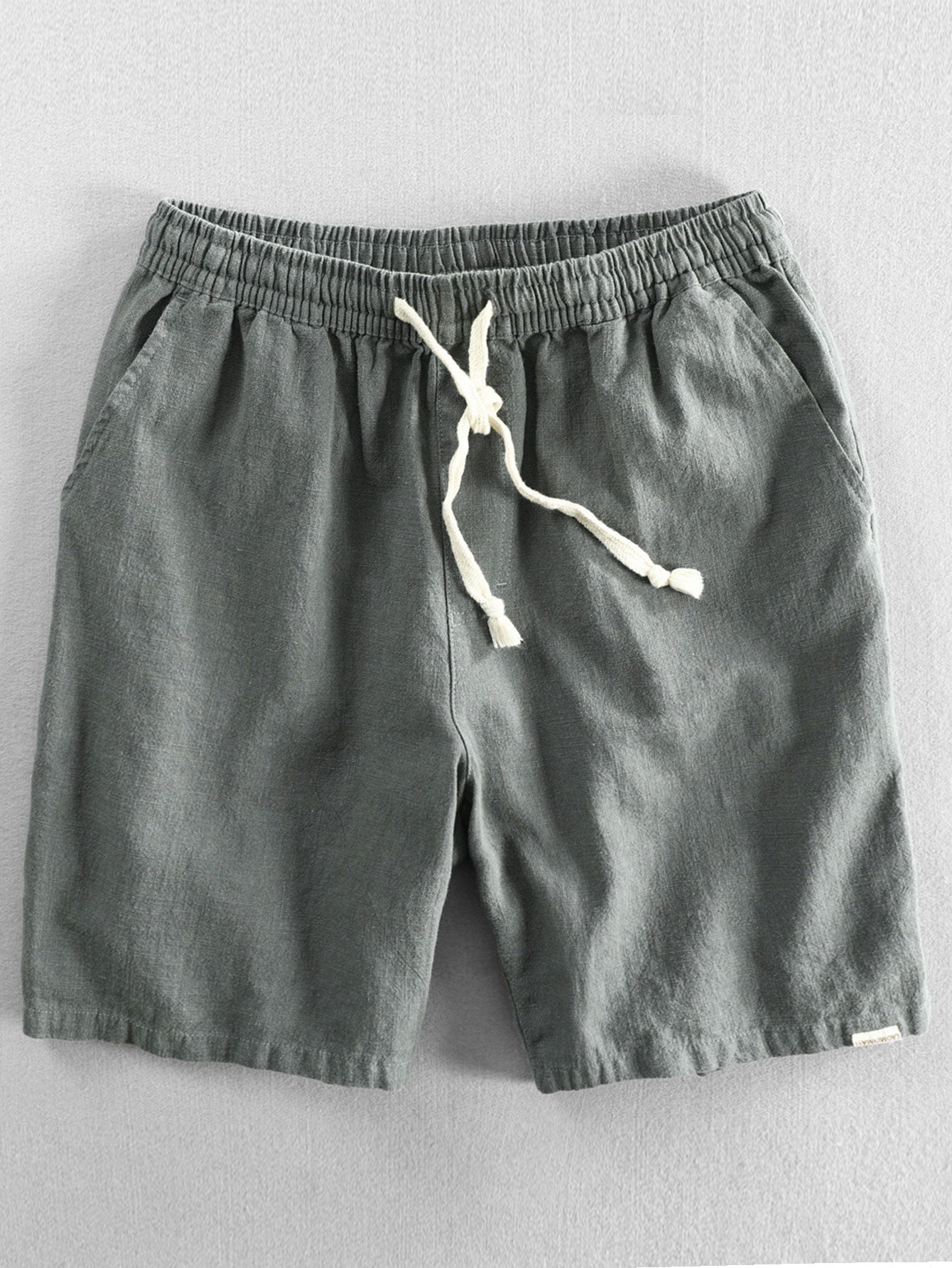 Shorts aus Leinen-Baumwoll-Mix mit verstellbarem Kordelzug