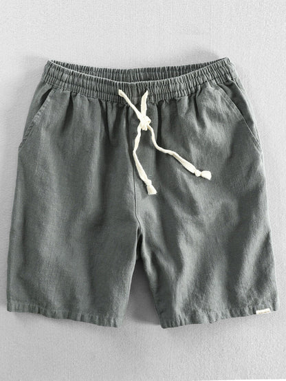 Shorts aus Leinen-Baumwoll-Mix mit verstellbarem Kordelzug