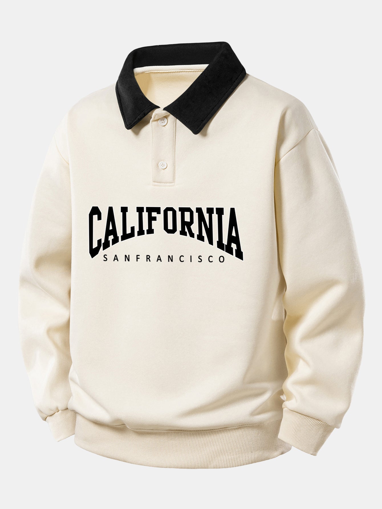 Relaxed Fit California Graphic Contrast Polo Sweatshirt