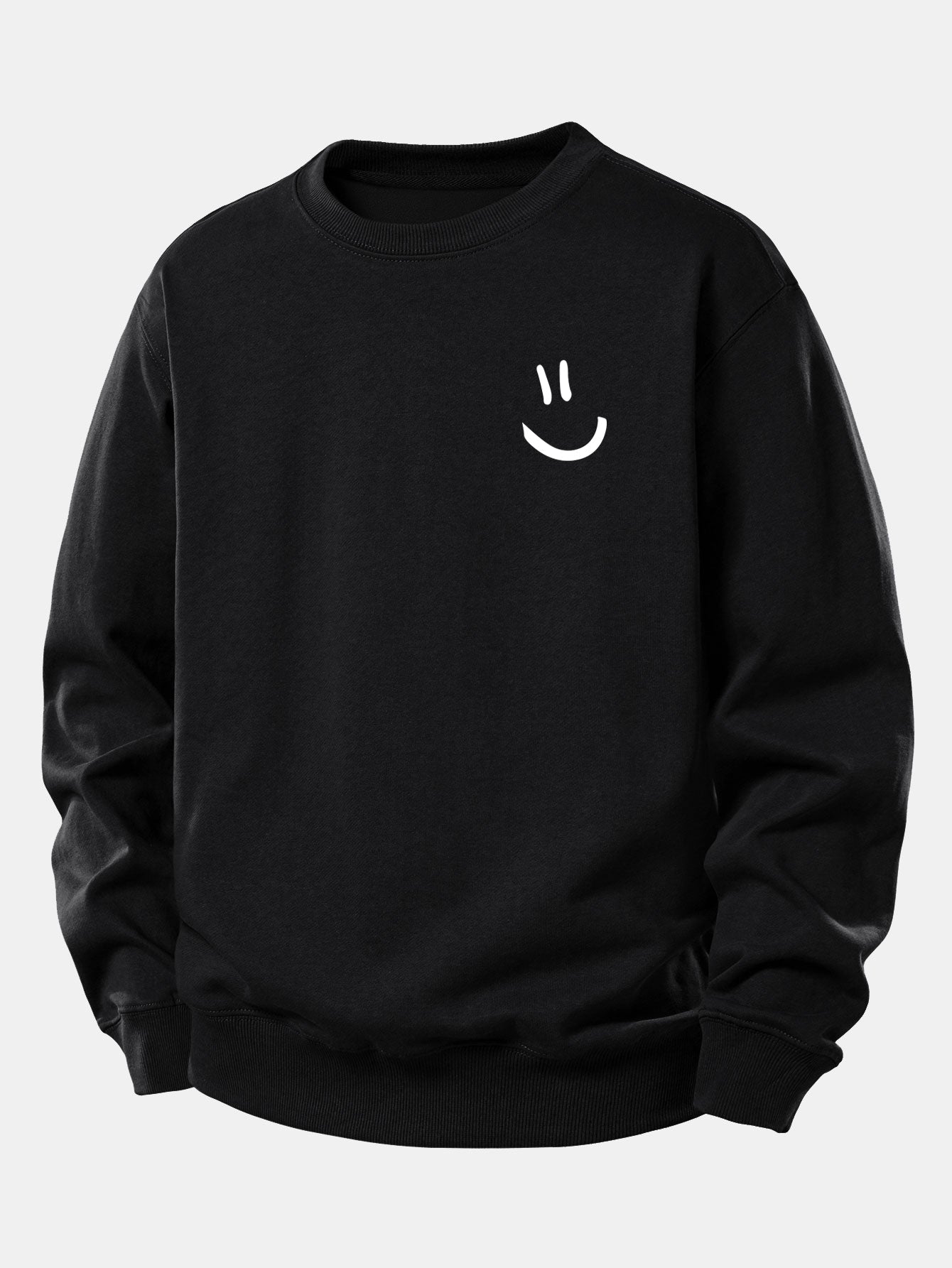 Lockeres Sweatshirt mit Smiley-Gesicht Druck
