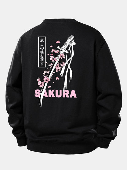 Sakura Katana Relaxed Fit Sweatshirt with Back Print