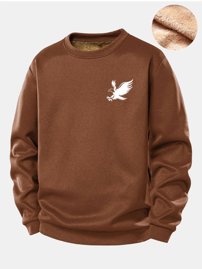 Soaring Eagle Print Teddy Fleece Gefüttertes Sweatshirt