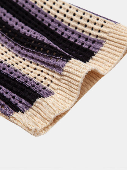 Gestreiftes Häkelshirt mit Augenloch