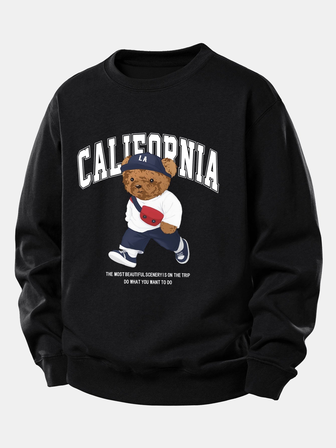 California Mode Bär-Print Lässiges Sweatshirt