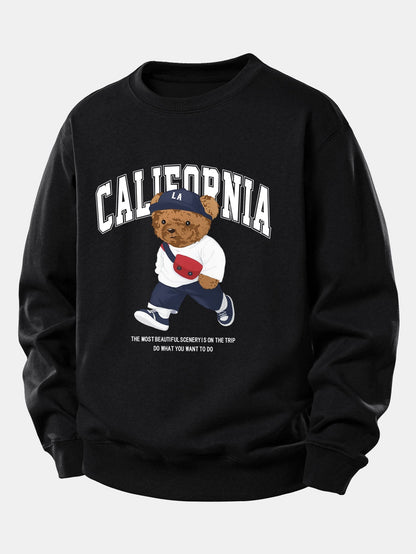 California Mode Bär-Print Lässiges Sweatshirt