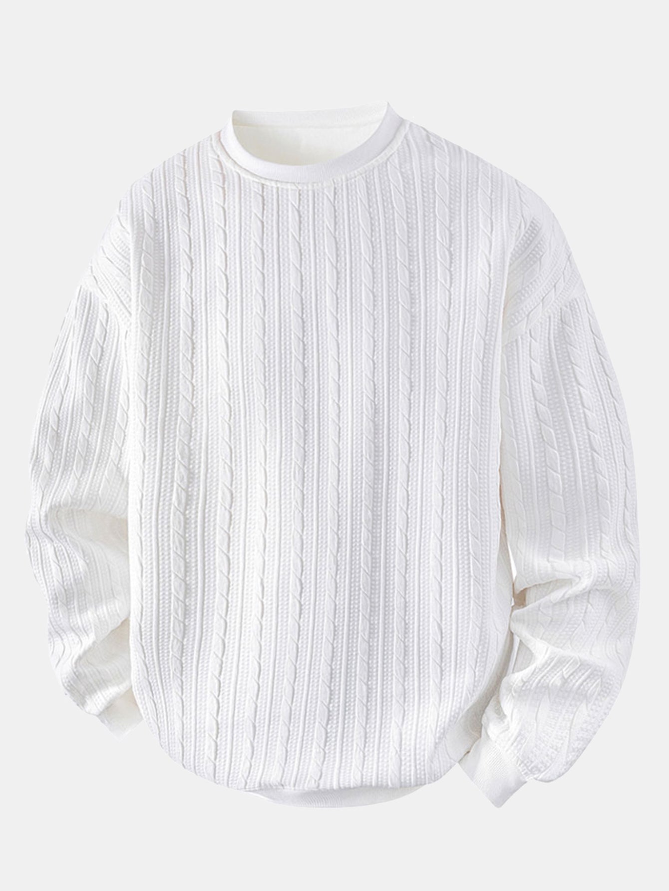 Jacquard-Sweatshirt mit Rundhalsausschnitt und Twist-Muster in lässiger Passform