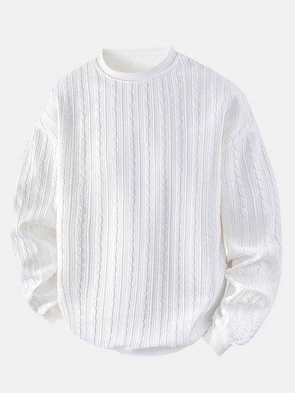 Jacquard-Sweatshirt mit Rundhalsausschnitt und Twist-Muster in lässiger Passform