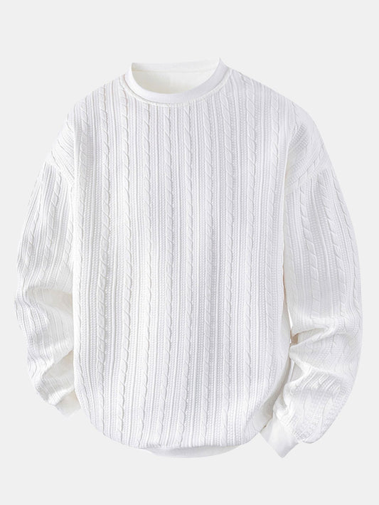 Jacquard-Sweatshirt mit Rundhalsausschnitt und Twist-Muster in lässiger Passform