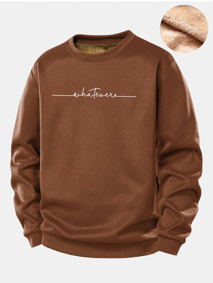Whatever Print Teddy Fleece Gefüttertes Sweatshirt