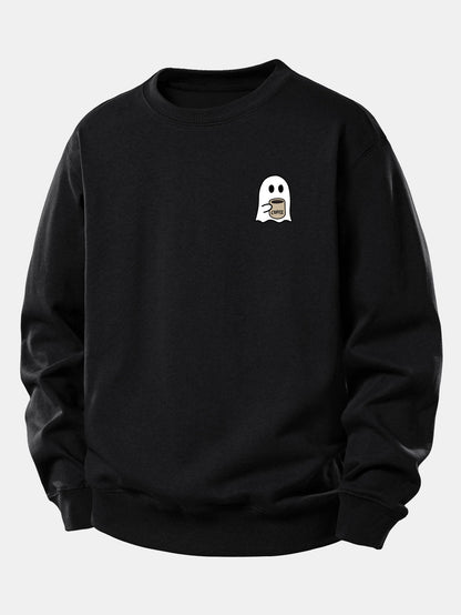 Relaxed Fit Sweatshirt with Ghost Coffee Design
