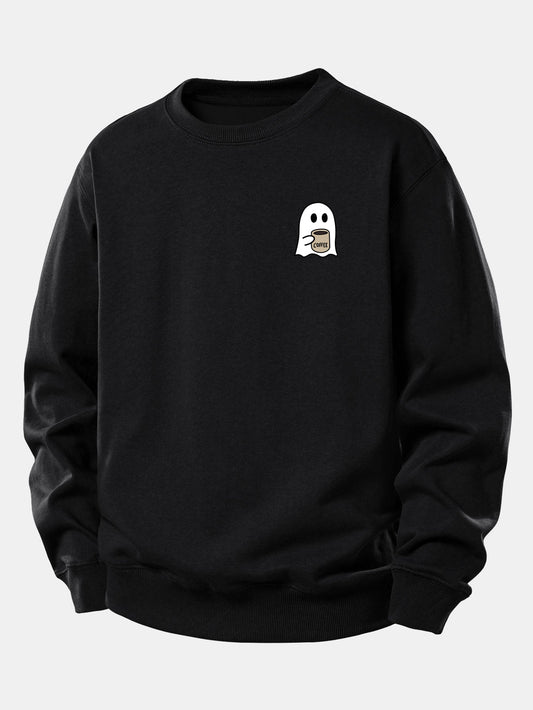 Relaxed Fit Sweatshirt with Ghost Coffee Design