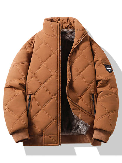 Steppjacke mit Stehkragen und Kunstfellfutter