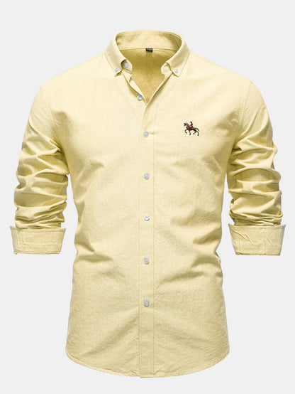 Cowboy-Stickerei Baumwoll-Oxford Hemd mit Knopfleiste