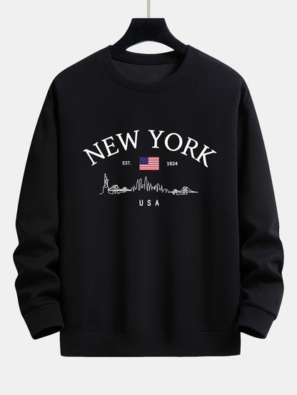 New York Druck Locker sitzendes Sweatshirt