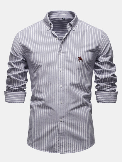 Cowboy-Stickerei Baumwoll-Oxford Hemd mit Streifen